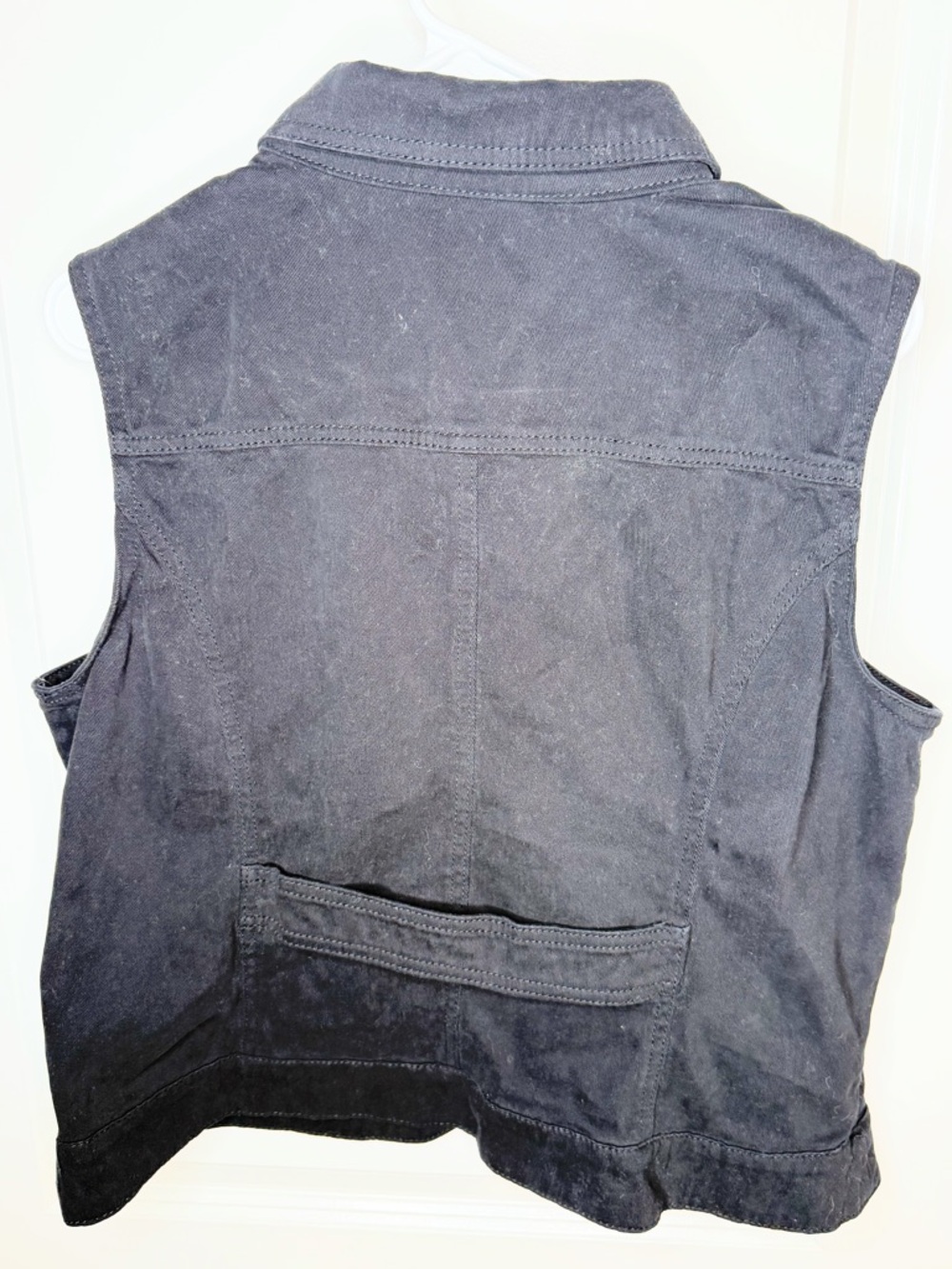 Baccini Black Denim Vest Womens Button Front Stretch Jean Jacket Size L - Picture 6 of 7